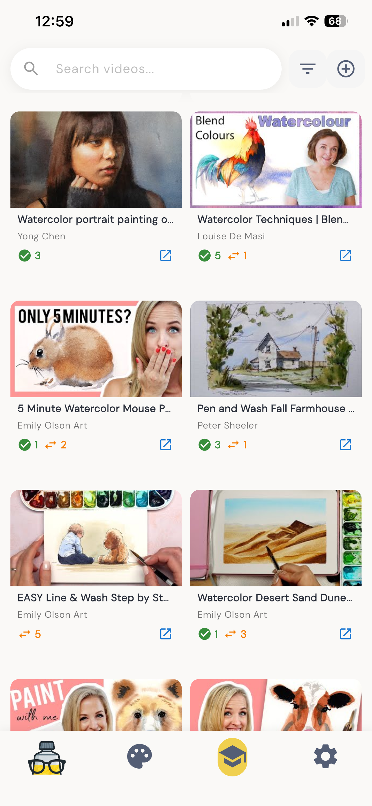Browse watercolor tutorials matched to your paint collection